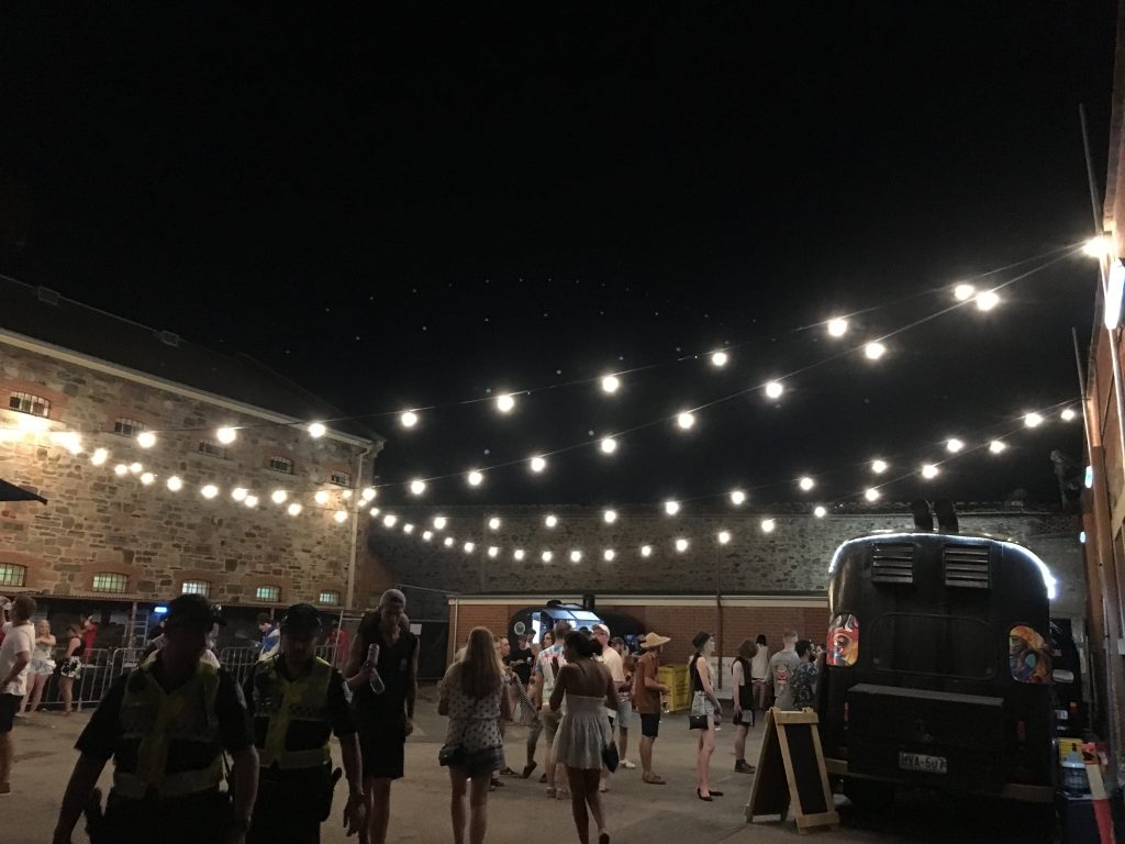 festoon lighting installation at FOMO festival